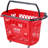 Plastic Rolling Shopping Trolley Basket On Wheels 6PCS 39L with Handle Red