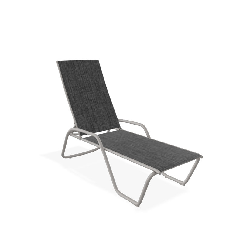 Outdoor Rust-Resistant Metal Chaise Lounge, Textured Warm Gray, Augustine Shadow