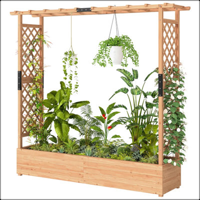 Boîte à fleurs en treillis avec espace de plantation spacieux et treillis arqué pour le jardinage vertical