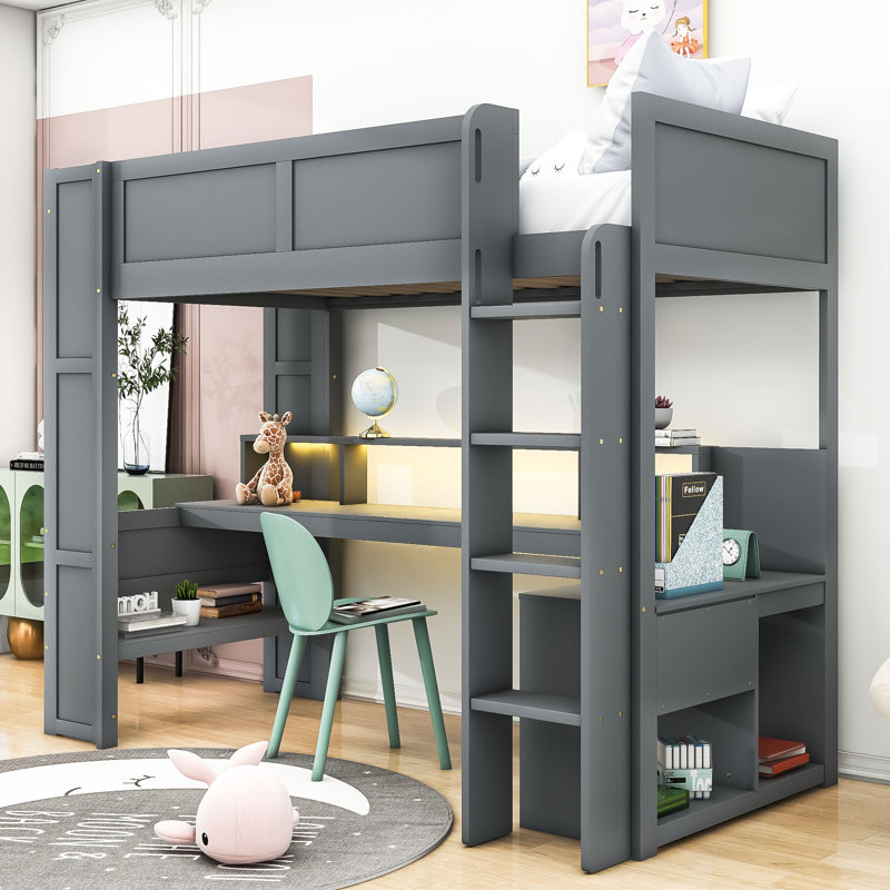 Lit mezzanine avec tiroirs Jermesha Kids, Simple