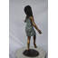Copper and Metal Girl Holding Turtle Fountain