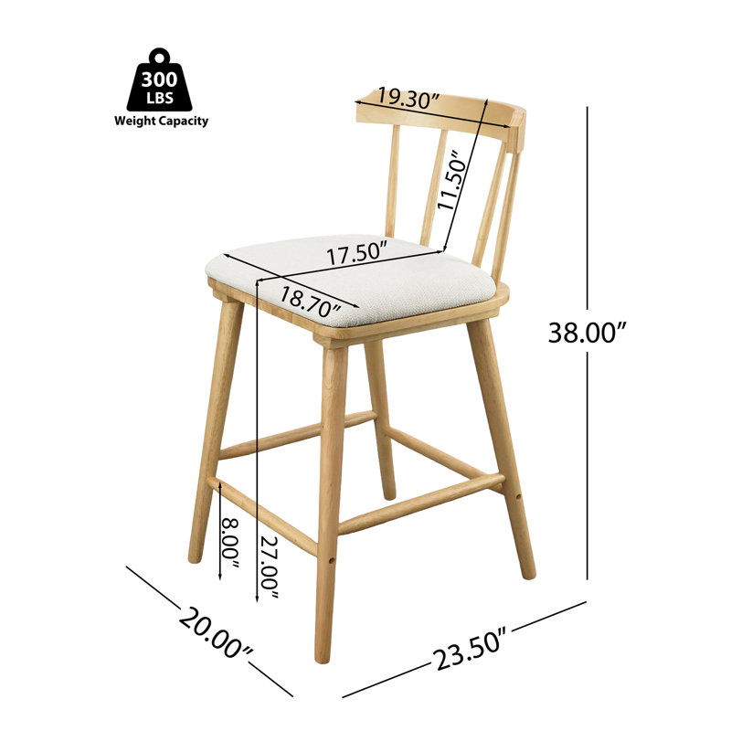 Tabouret de comptoir rembourré beige Olivia, Bois, 4