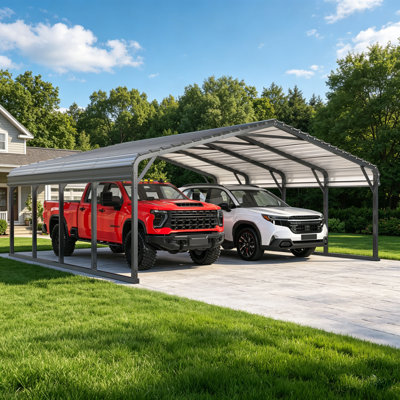20 Ft. W X 20 Ft. D Heavy Duty Carport with Galvanized Steel Roof