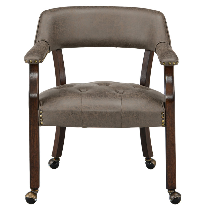 LUMERA Collection Swivel Tufted Arm Dining Chair Poker Chair Dark Brown, Dark Brown, Espresso
