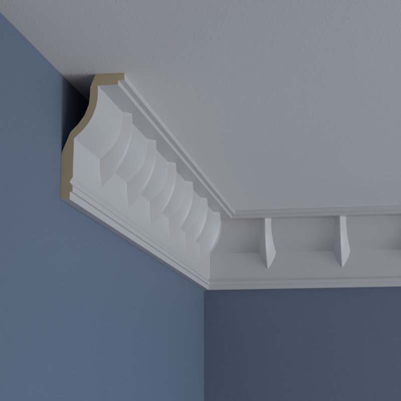 White Polyurethane Decorative Crown Moulding 94.5"