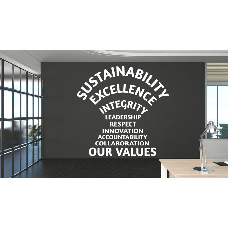 Adhésif décoratif nos nuages de mots «Our Values» - citation inspirante, décoration de bureau, art mural de motivation, conception personnalisable pour bureau 575DLU