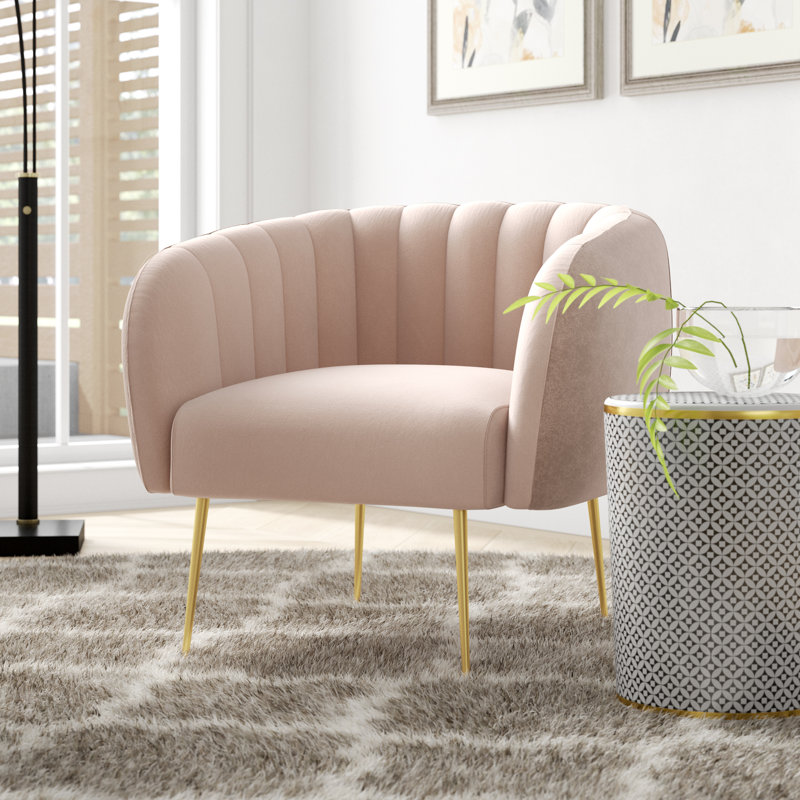 Upholstered Barrel Chair, Rosa Pink 