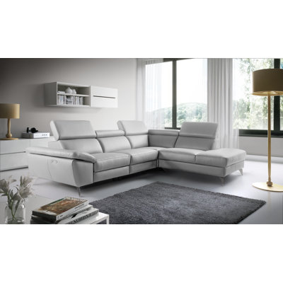 Canapé d'angle inclinable en cuir véritable avec accoudoirs réglables et accoudoirs réglables