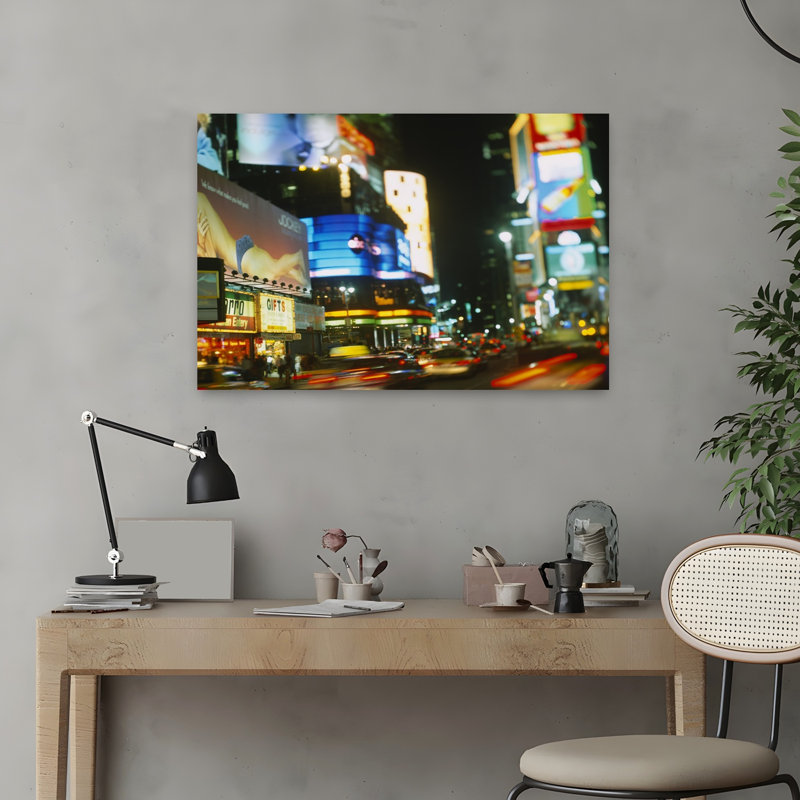 Buildings lit up at night in a city Times Square Manhattan New York City New York State USA 1 Piece Wrapped Canvas Wall Art