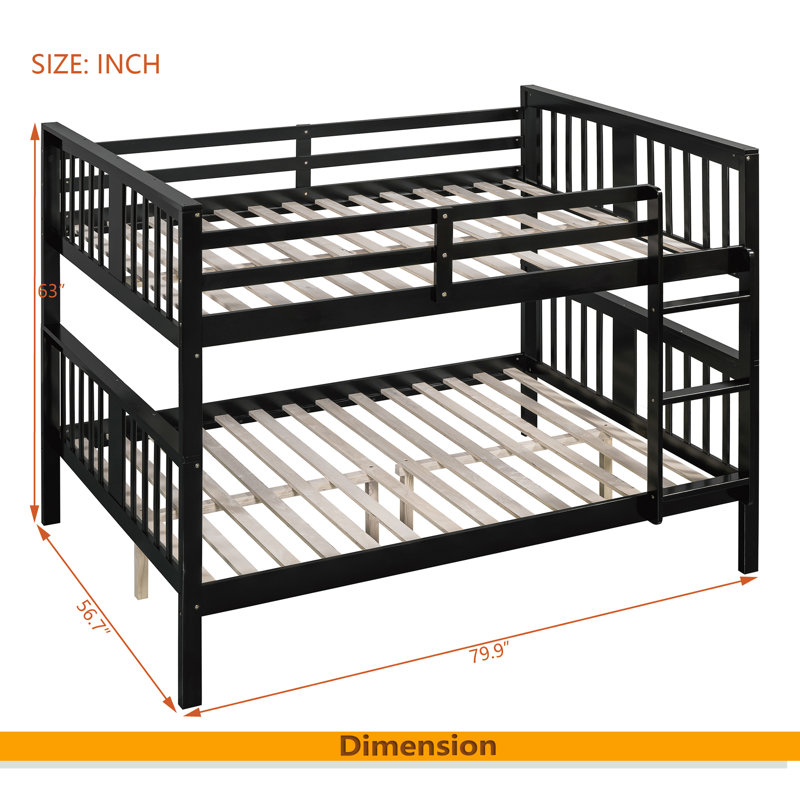 Lit double superposé au-dessus d'un lit double avec échelle pour meubles de chambre à coucher, chambre d'amis, Espresso