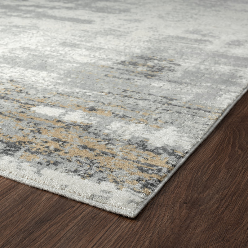B Abstract Area Rug in Grey, Rectangle 7'6" x 9'6"