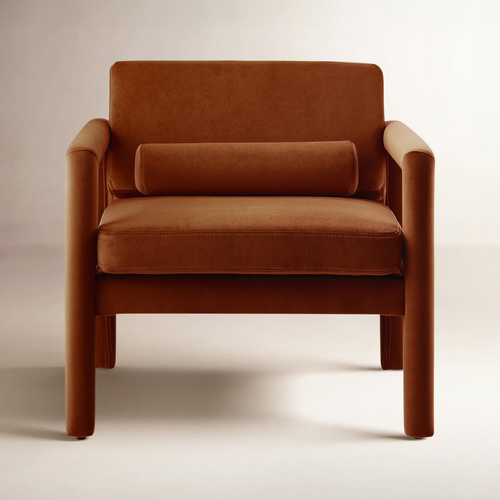 Solaris Velvet Upholstered Armchair, Caramel Velvet