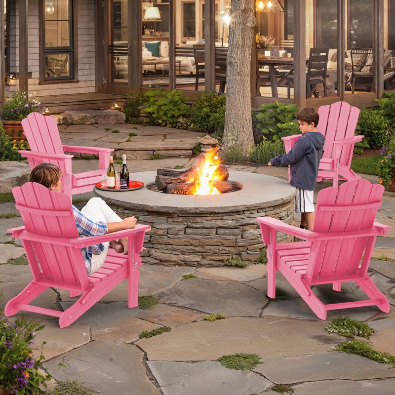 Wolak Foldable Outdoor Adirondack Chair, Pink