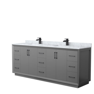 84'' Double Bathroom Vanity with Genuine Marble Top