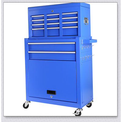 Coffre à outils à grande capacité avec 8 tiroirs, armoire amovible et système de verrouillage pour un rangement sécuritaire dans le garage ou l'atelier