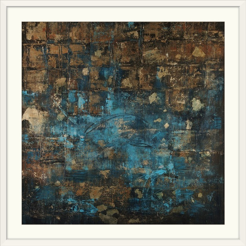 'neptunes Gold' Par Farrell Douglass Peinture Imprimer, Encadré Blanc, 24" H x 24" L x 1" P