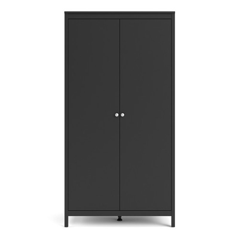 Ladonte 2 Door Solid Wood Wardrobe, Black