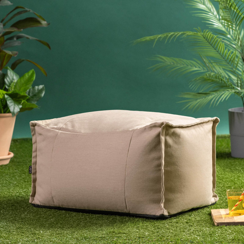 Upholstered Outdoor Ottoman, Natural