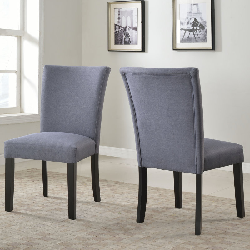 Myrtille 20'' H Linen Upholstered Side Chair, Grey, Black