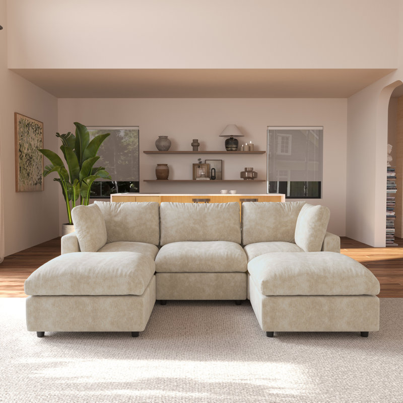 Kessi 5-piece Slipcovered Sectional, Kakhi