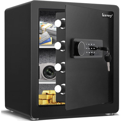 Coffre-fort de 2,0 pi cu, coffres-forts de sécurité en acier avec écran tactile ACL, coffre-fort pour la maison avec double fonction d'alarme et de sourdine, coffre-fort pour argent avec tablette amovible pour documents et objets de valeur - noir