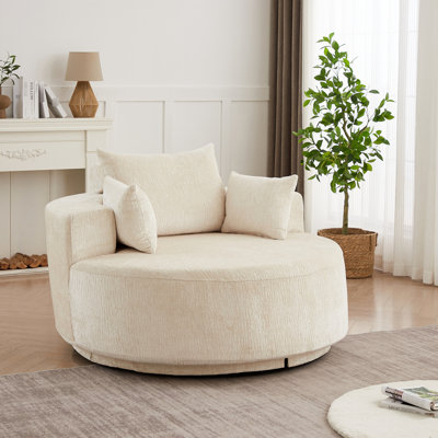 Chaise pivotante en mousse à 360 degrés avec tissu moelleux en chenille et coussin, pour salle de projection en mousse