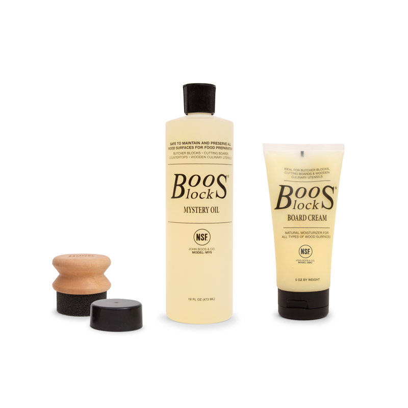 Beechwood Handle Cutting Board Care Set with Oil and Cream