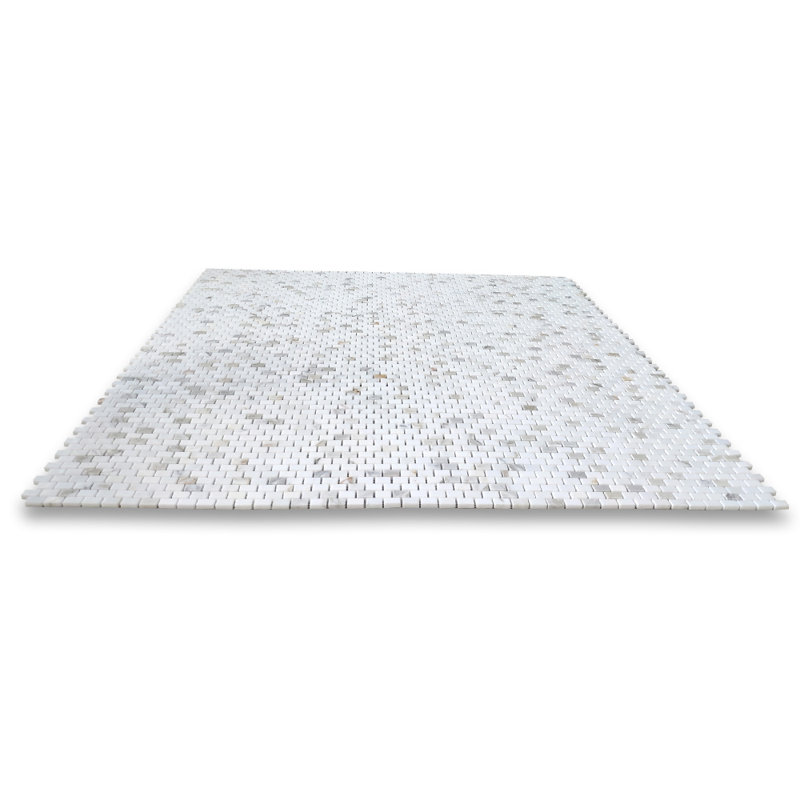 Carreau de mosaïque en marbre 12 po x 12 po, Blanc / Beige