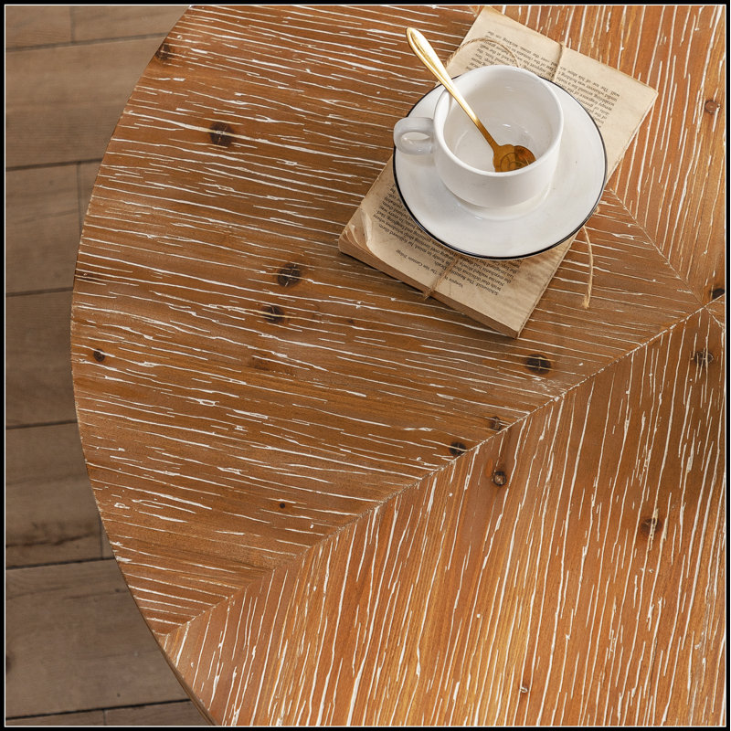 Table basse ronde avec plateau en bois manufacturé, durable et sécuritaire pour un usage familial, aucun assemblage requis