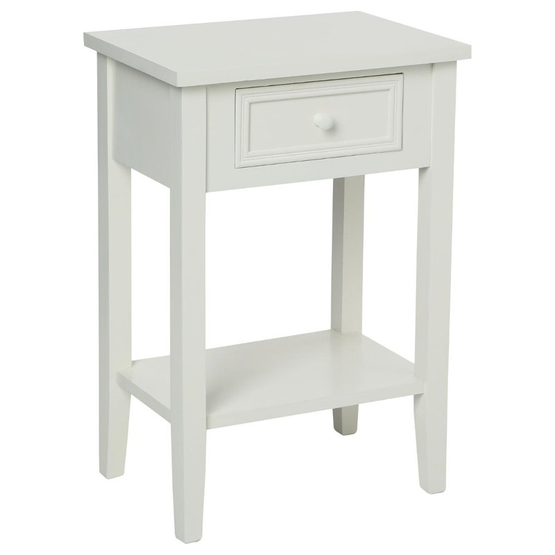 Mireya 45cm W Manufactured Wood Bedside Table, White