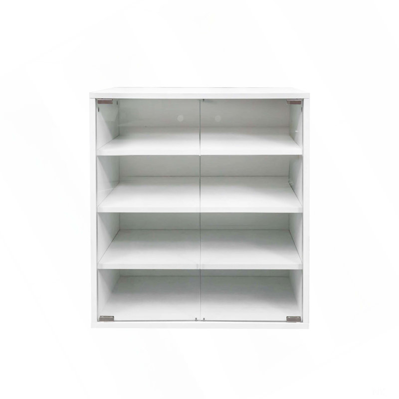 Boîte à chaussures avec lumière DEL RVB, boîte de rangement de chaussures empilable en bois avec porte en verre, boîte de rangement pour chaussures pour chaussures de sport (4 étages-1)