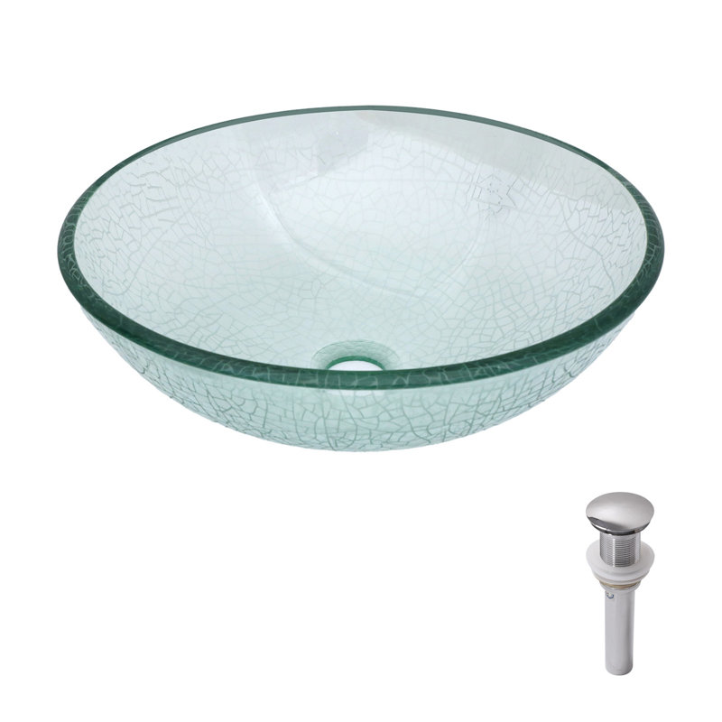 Lavabo de salle de bain vasque en verre trempé avec bonde escamotable