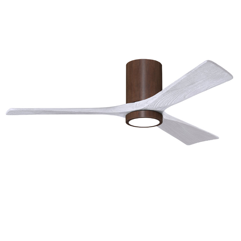 Irene LED Ceiling Fan, Matte White, Walnut, 52"