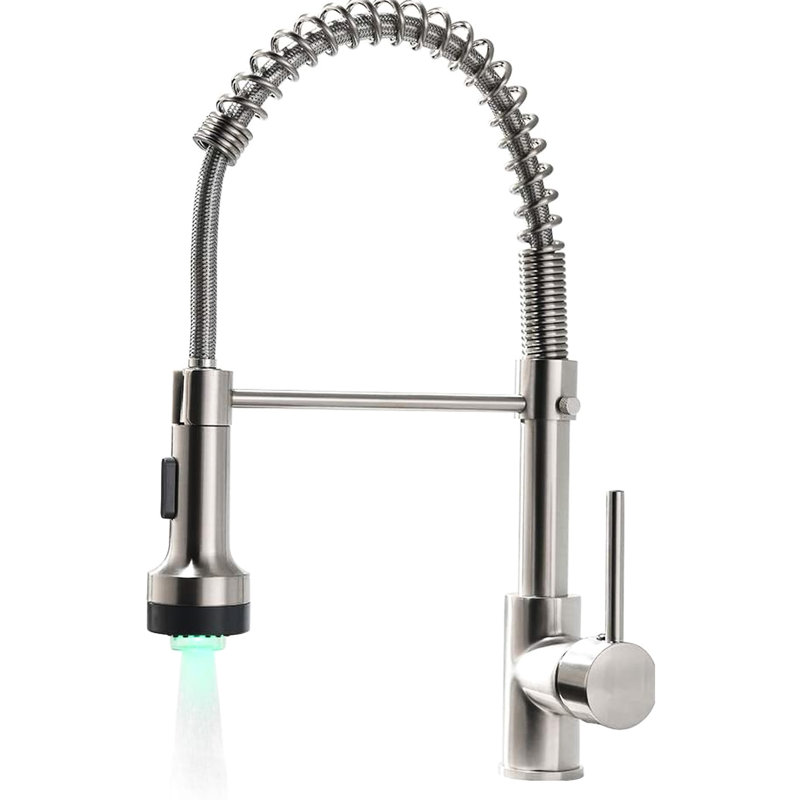 Commercial Kitchen Faucet With Pull-Down , Brushed Nickel, Single Handle, Spacious Spout For Kitchens Pull Down Lever Contemporary And Bath Sinks Faucets Appliances Fixtures Accessories Decor