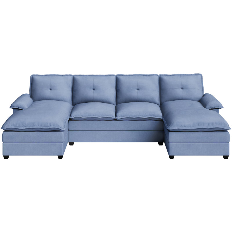 Mendham 3 - Piece Upholstered Sectional, Blue 
