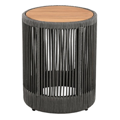 Table d'appoint en corde et en bois - 18,03 po de hauteur, surface de 15 po, facile à assembler et à nettoyer