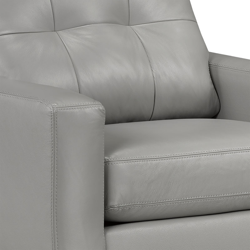 Ensemble de canapé et deux chaises en cuir Tiena, gris