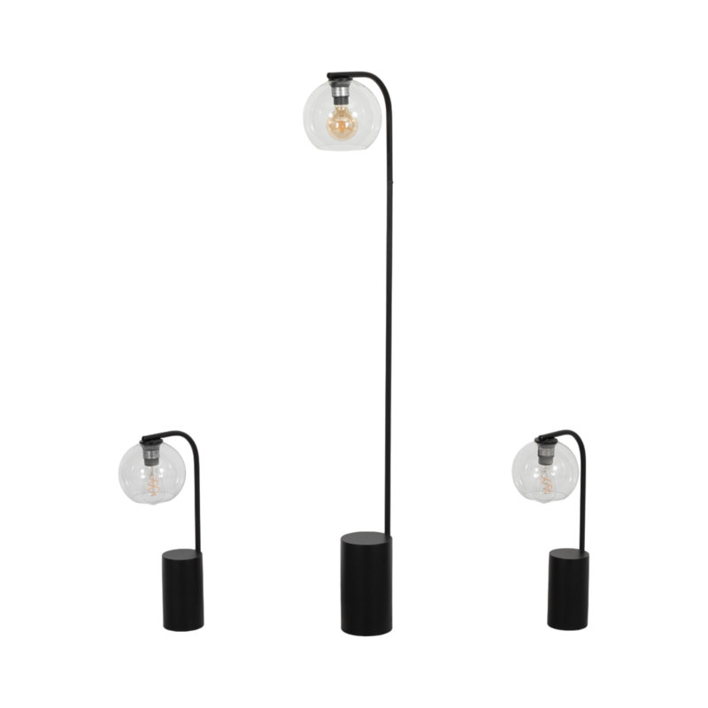 Élégante lampe sur pied Latitude Run®, arc réglable, noire, contemporaine, 60 pouces, parfaite pour les salons, 2 pièces