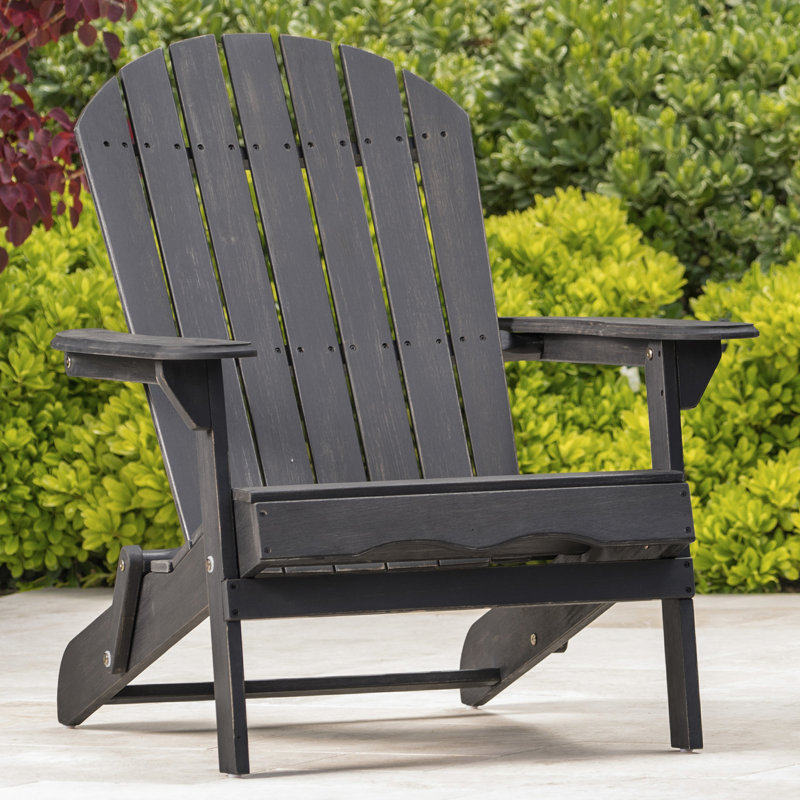 Chaise rustique en bois - gris foncé, pliable pour la décoration extérieure, Gris foncé