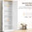 67" Freestanding Pantry Cabinet, 4 Doors With Adjustable Shelves, White For Spacious Kitchen Storage, 4-Door Cabinet Distressed Style