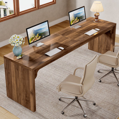 Bureau d'ordinateur 78,7 po de long, bureau double en bois pour 2 personnes