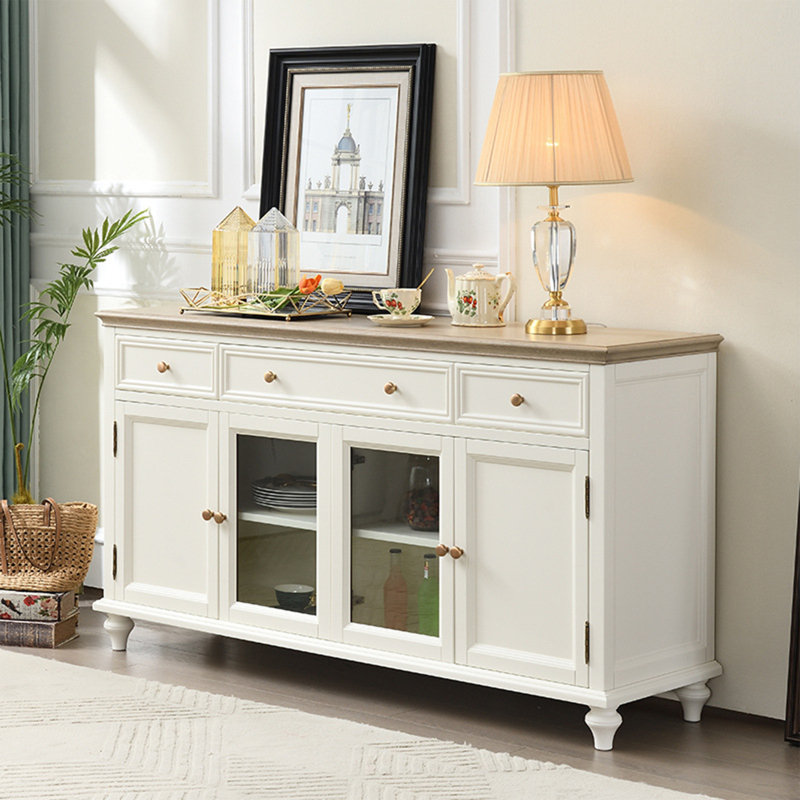 Modern Simple Four-door White Solid Wood Sideboard