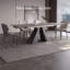 Table de salle à manger extensible en pierre frittée de 160 à 241 cm pour 4 à 10 personnes, plateau en pierre frittée noire mate, pieds en acier noir