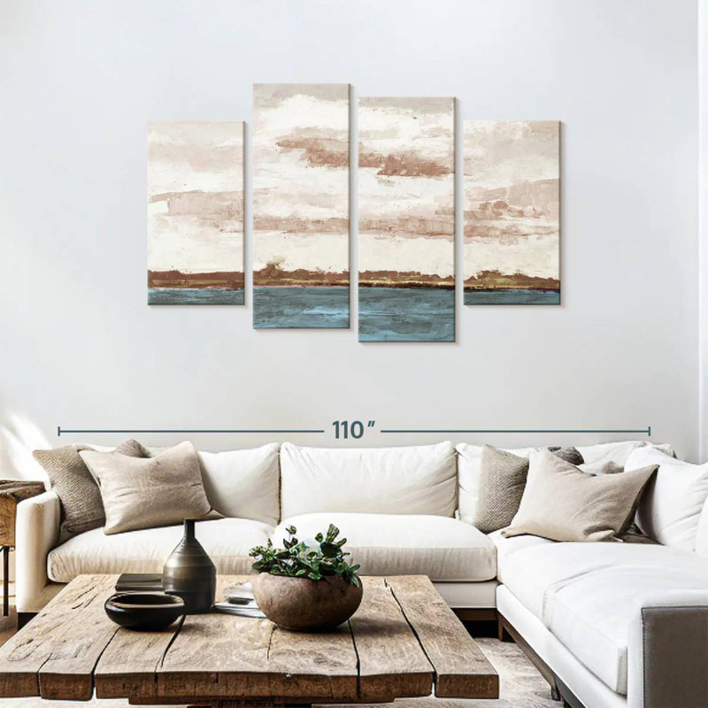 Avery, rivages nuageux et ciel rose, H 48 po x l 75 po