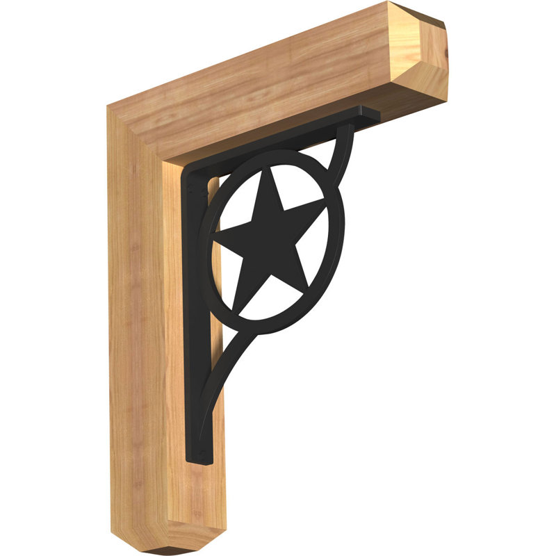 Austin 4" Single Brace Craftsman Ironcrest Bracket, 23"H x 20"D, 3 1/2"W x 4"T Western Red Cedar (Smooth)