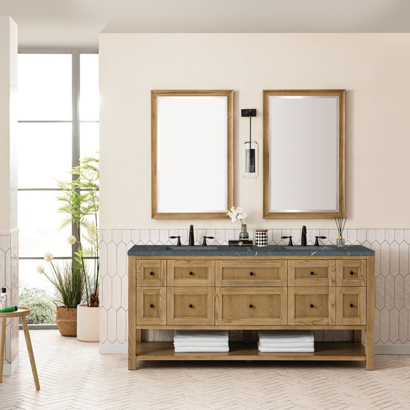 Breckenridge 72 in. Double Vanity, Light Natural Oak, Parisien Bleu