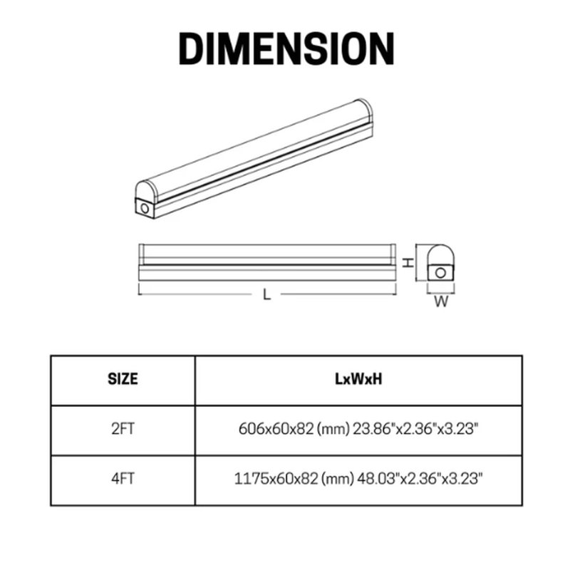 Bande linéaire mince de 2 pi avec pile de secours E2 Lighting | Puissance réglable en watts 18 / 24W | 3CCT réglable | Blanc