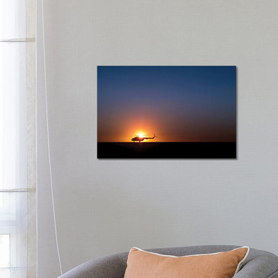 A Sikorsky S-61L Mk II Helicopter Taxis on the Runway During Sunrise 1 Piece Wrapped Canvas Wall Art