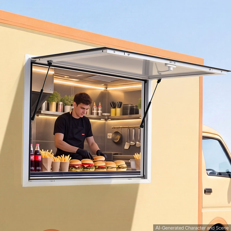 Fenêtre de service 36 x 36 en aluminium avec cadre en alliage Concession, 36.02" H x 36.02" W x 3.15" D