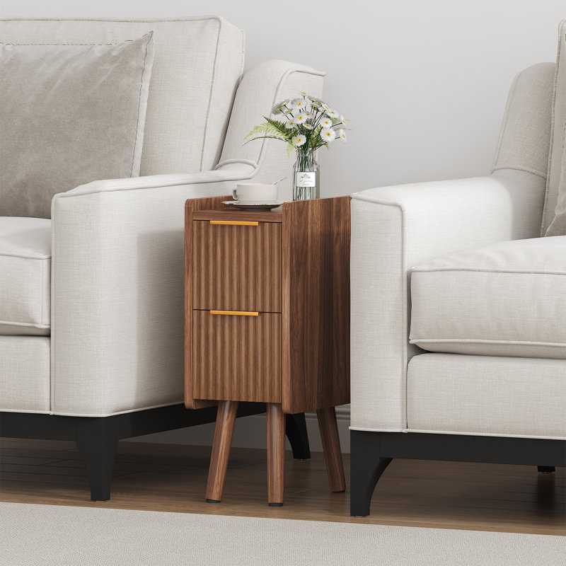 2-drawer Fluted End Table With Storage
